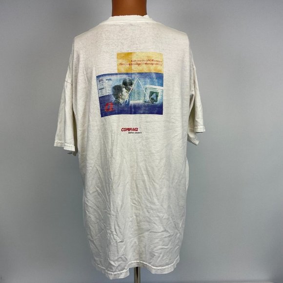 Compaq Insight Manager Computer Product Double Sided T Shirt Vtg 90s White XL - Picture 2 of 6